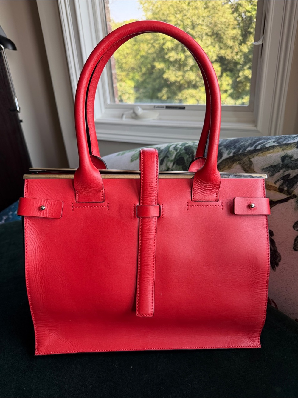 CNC Costume National Red Leather Top-Handle Satchel